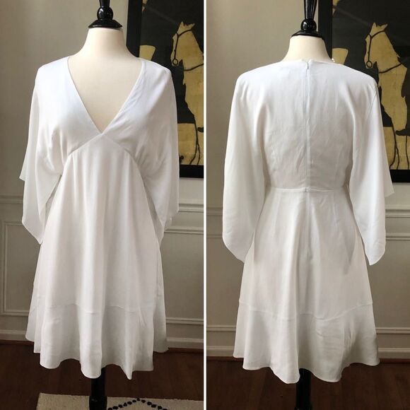 Lewit Split Kimono Sleeve Dress White NWT 6 - Picture 2 of 10